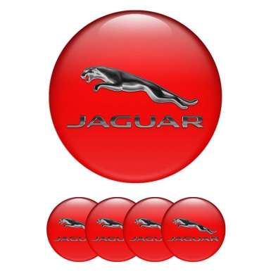 Jaguar Wheel Emblem for Center Caps Red Monochrome Logo Design