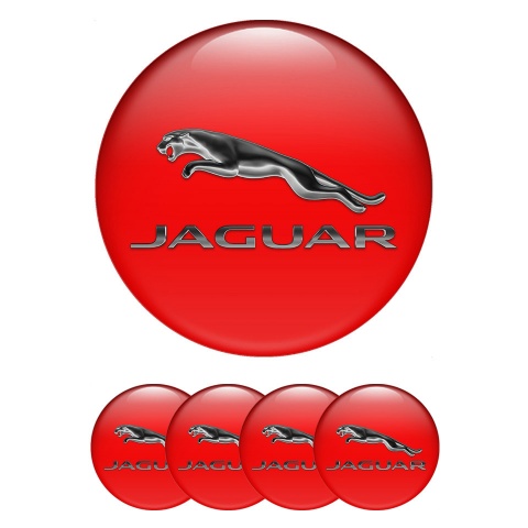 Jaguar Wheel Emblem for Center Caps Red Monochrome Logo Design