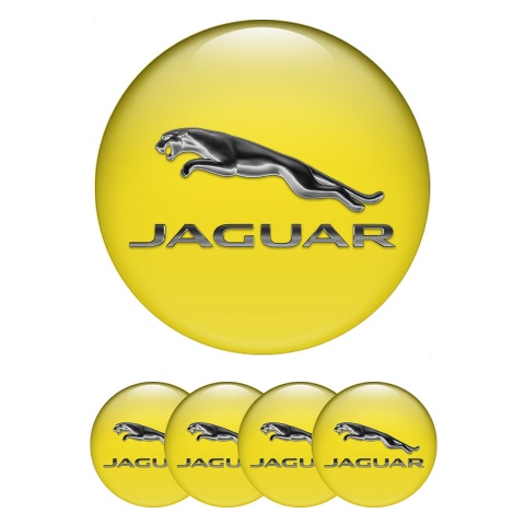 Jaguar Stickers for Wheels Center Caps Yellow Monochrome Logo Edition