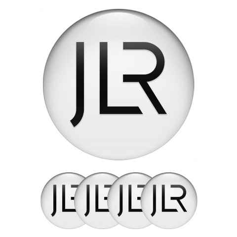 Jaguar JLR Wheel Stickers for Center Caps White Fill Black Logo