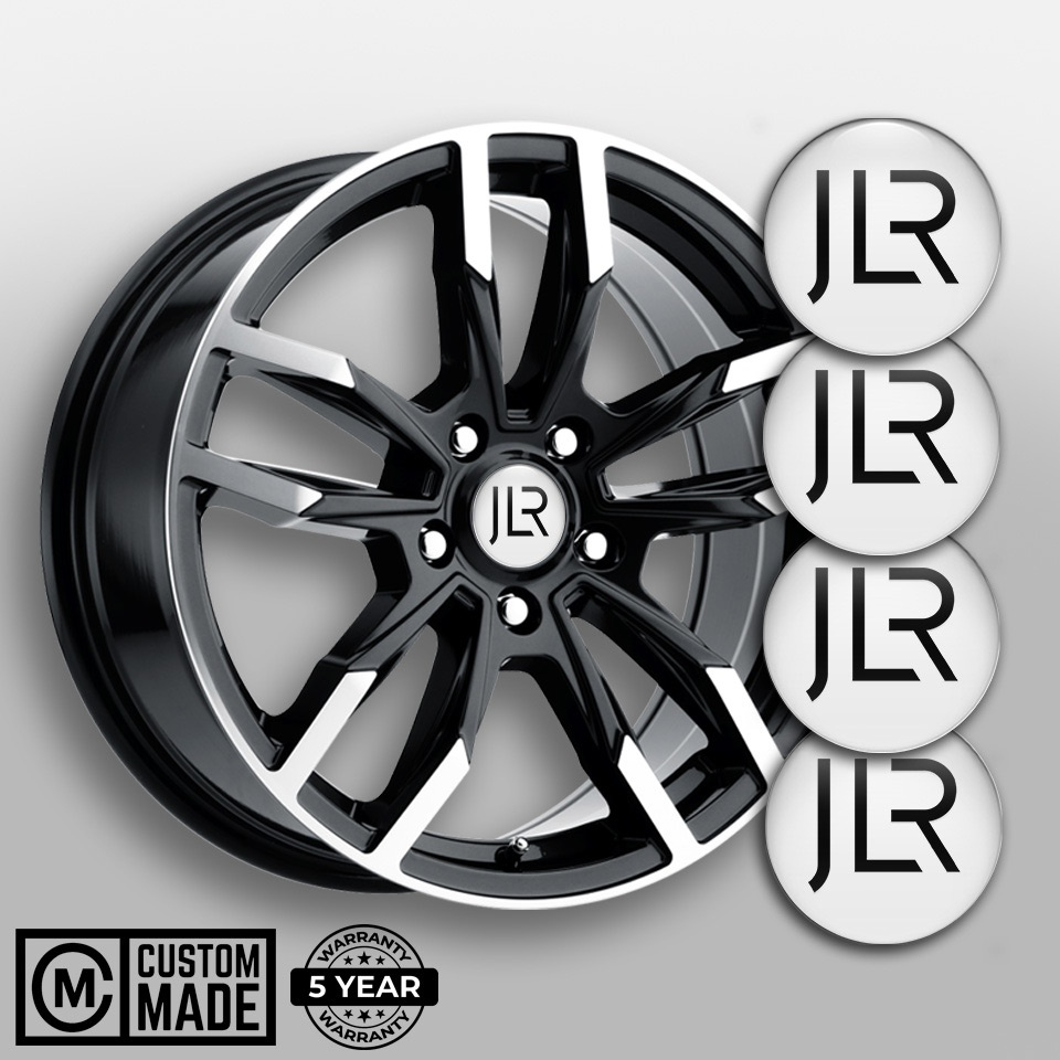 Jaguar JLR Wheel Stickers for Center Caps White Fill Black Logo | Wheel ...