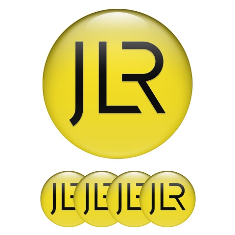Jaguar JLR Domed Stickers for Wheel Center Caps Yellow Base Black Logo