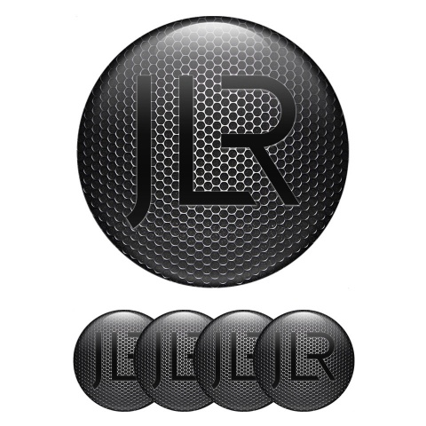 Jaguar JLR Center Wheel Caps Stickers Perforated Texture Black Logo