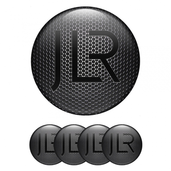 Jaguar JLR Center Wheel Caps Stickers Perforated Texture Black Logo