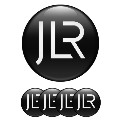 Jaguar JLR Center Caps Wheel Emblem Black Base White Logo Design