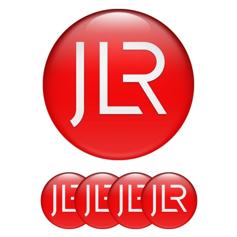 Jaguar JLR Domed Stickers for Wheel Center Caps Red Base White Logo