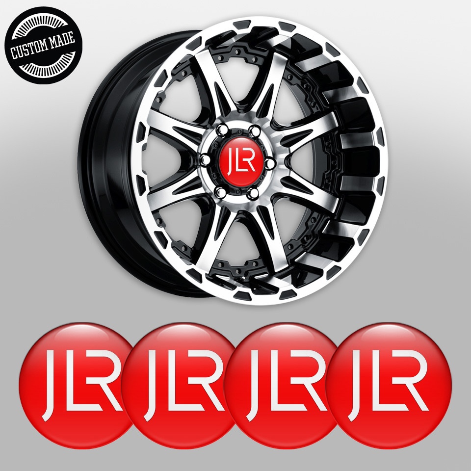 Jaguar JLR Domed Stickers for Wheel Center Caps Red Base White Logo ...