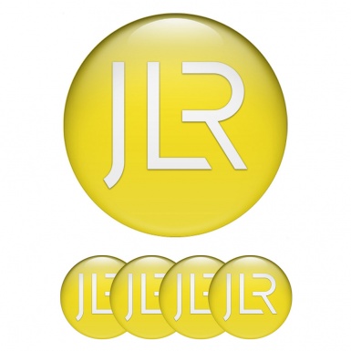 Jaguar JLR Wheel Emblem for Center Caps Yellow Background White Logo