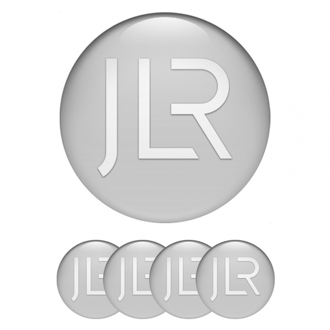 Jaguar JLR Stickers for Wheels Center Caps Grey Background White Logo