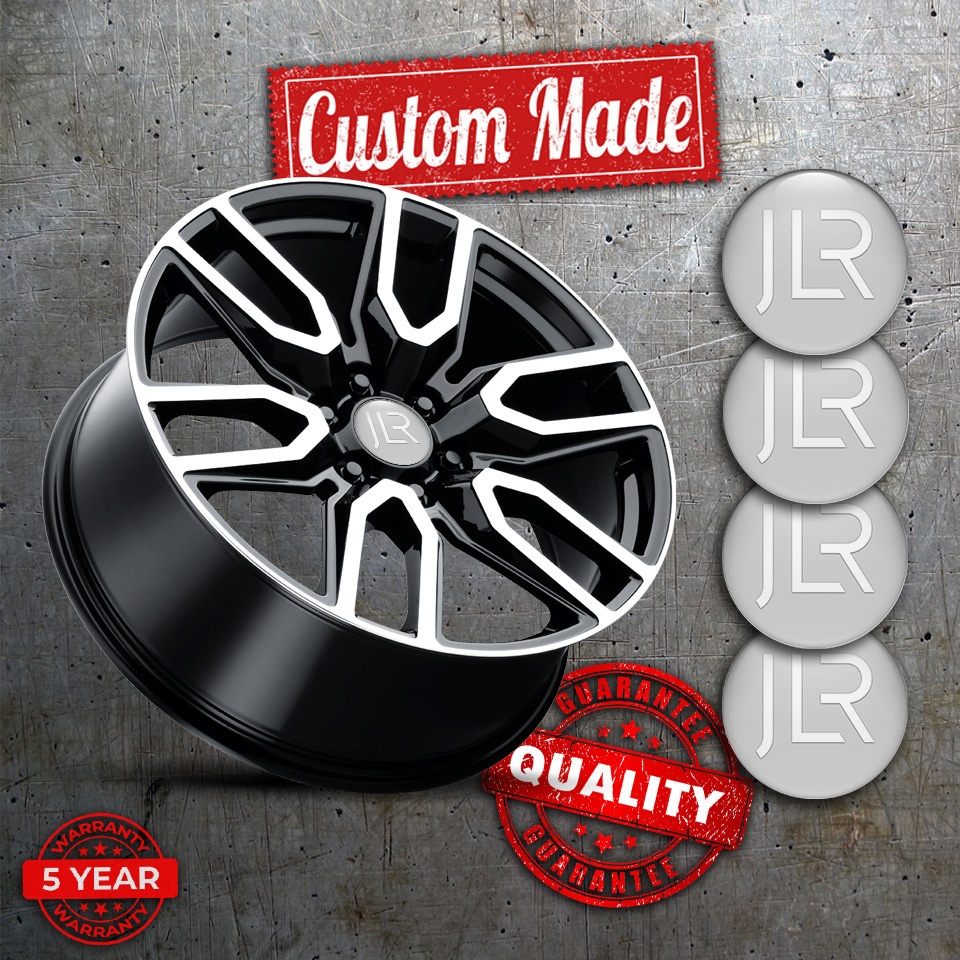 Jaguar JLR Stickers for Wheels Center Caps Grey Background White Logo ...