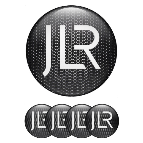 Jaguar JLR Center Wheel Caps Stickers Dark Mesh White Logo Edition