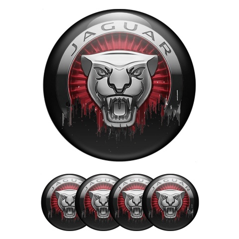 Jaguar Emblems for Center Wheel Caps Black Base Savage Logo Edition