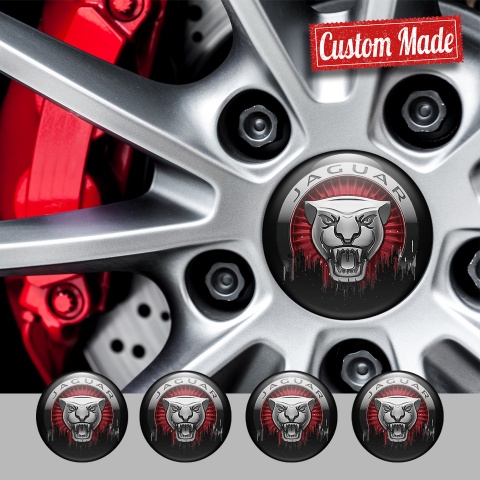 Jaguar Emblems for Center Wheel Caps Black Base Savage Logo Edition