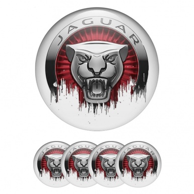 Jaguar Wheel Stickers for Center Caps White Base Savage Logo Edition