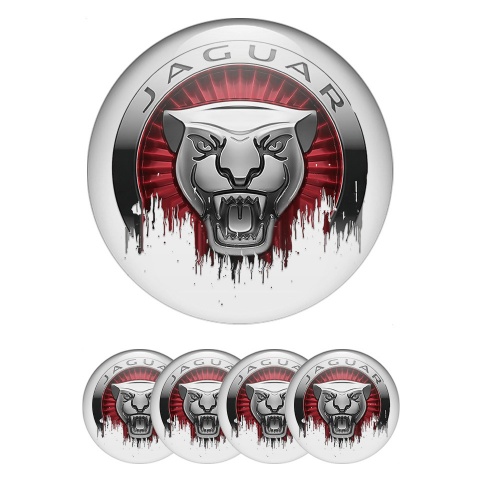 Jaguar Wheel Stickers for Center Caps White Base Savage Logo Edition