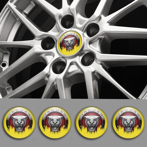 Jaguar Wheel Emblem for Center Caps Yellow Base Savage Logo Design