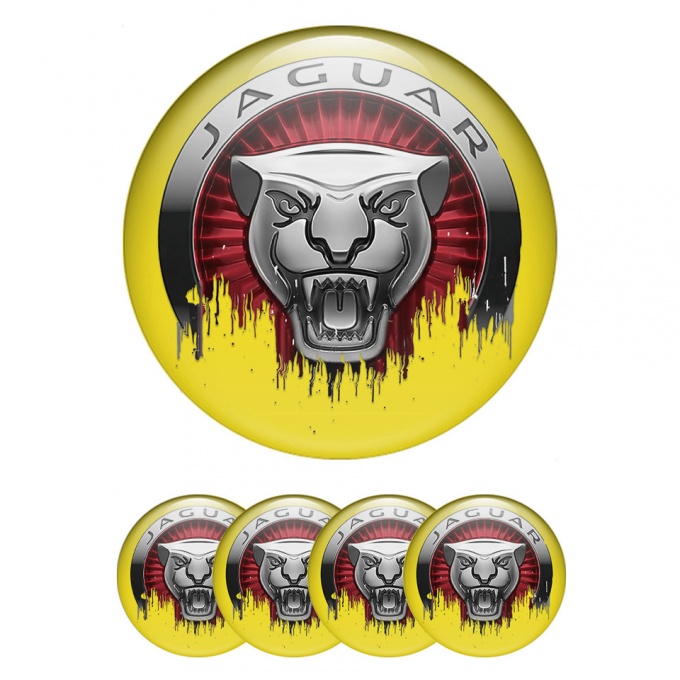 Jaguar Wheel Emblem for Center Caps Yellow Base Savage Logo Design