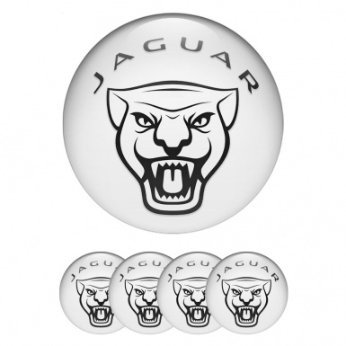 Jaguar Wheel Stickers for Center Caps White Base Black Vector Logo