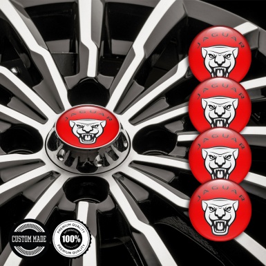 Jaguar Wheel Stickers for Center Caps Red White Black Vector Logo