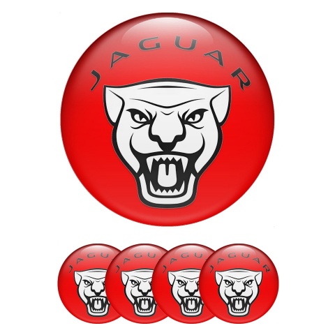 Jaguar Wheel Stickers for Center Caps Red White Black Vector Logo
