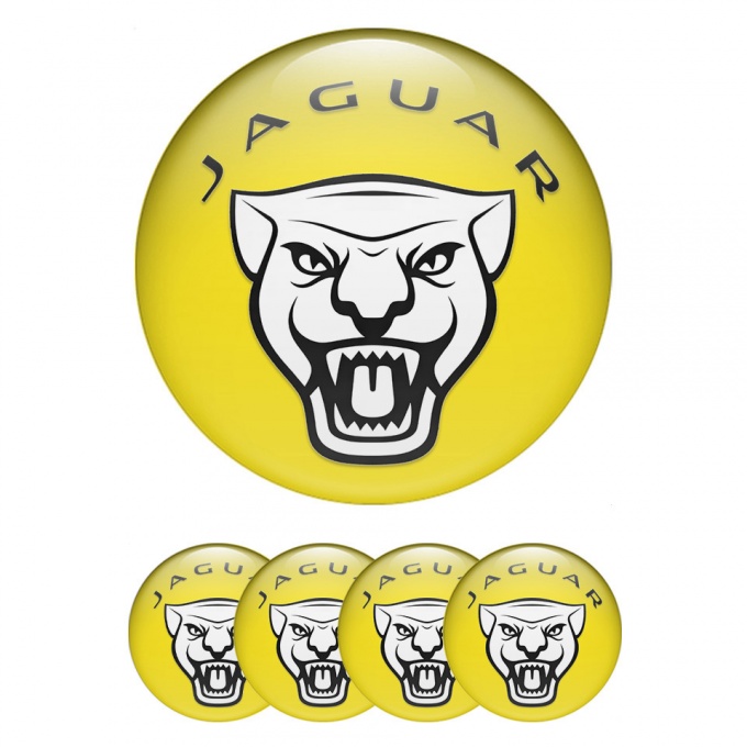 Jaguar Silicone Stickers for Center Wheel Caps Yellow Fill Vector Logo