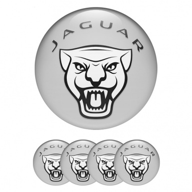 Jaguar Domed Stickers for Wheel Center Caps Grey Fill Vector Logo