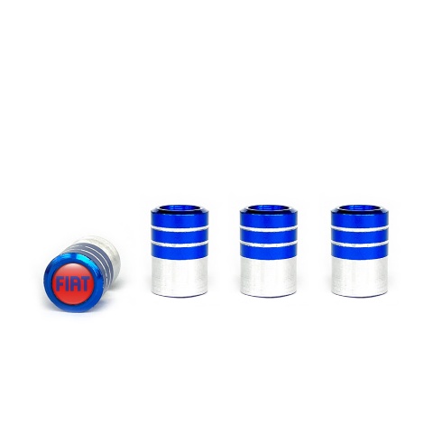 Fiat Valve Caps Blue 4 pcs Red Silicone Sticker with Blue Logo