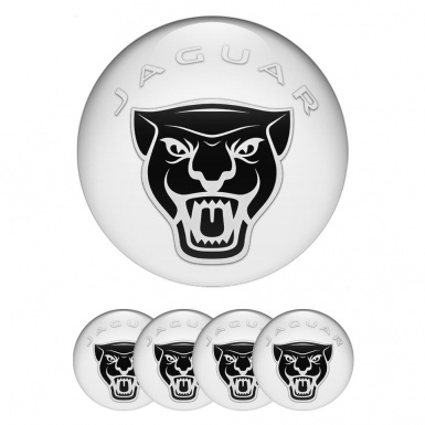 Jaguar Emblem for Wheel Center Caps White Base Vicious Black Logo