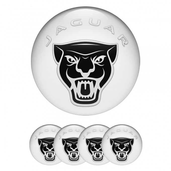 Jaguar Emblem for Wheel Center Caps White Base Vicious Black Logo