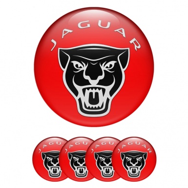 Jaguar Center Wheel Caps Stickers Red Base Vicious Black Logo Design