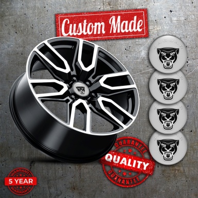 Jaguar Wheel Stickers for Center Caps Grey Base Vicious Black Predator