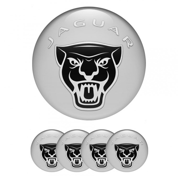 Jaguar Wheel Stickers for Center Caps Grey Base Vicious Black Predator