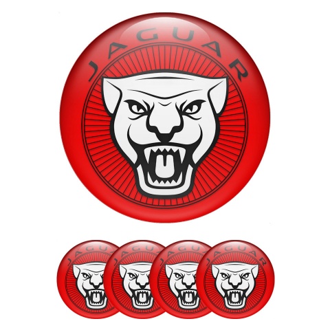 Jaguar Emblem for Wheel Center Caps Red Vicious White Edition