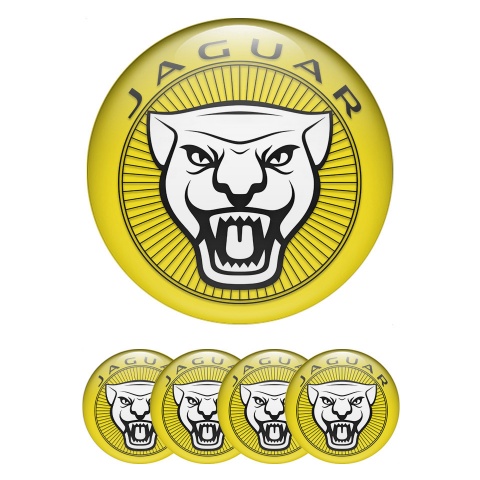 Jaguar Center Wheel Caps Stickers Yellow Vicious White Edition