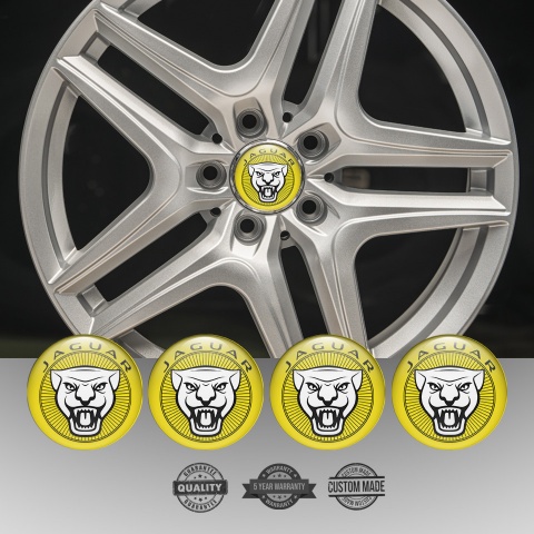 Jaguar Center Wheel Caps Stickers Yellow Vicious White Edition