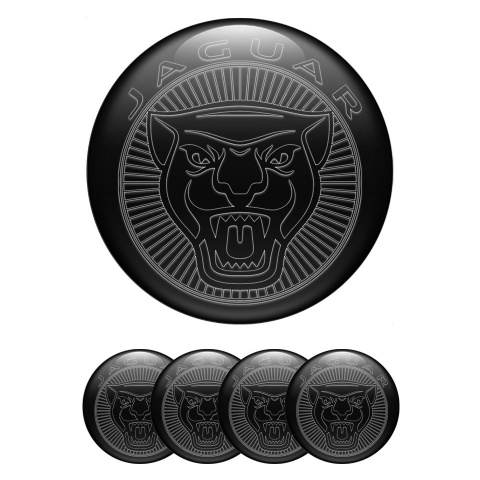 Jaguar Silicone Stickers for Center Wheel Caps Black Base Outline Logo