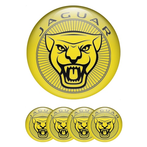 Jaguar Wheel Emblem for Center Caps Yellow Background Outline Logo