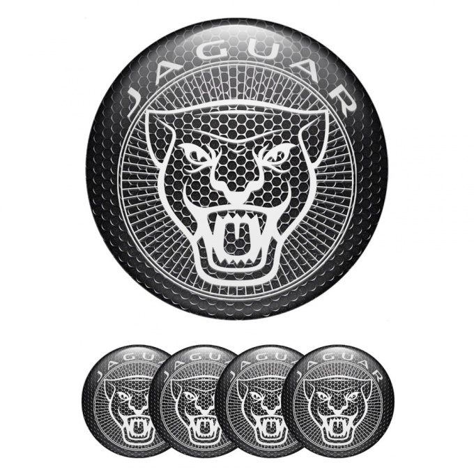 Jaguar Wheel Emblem for Center Caps Dark Grate White Vector Logo