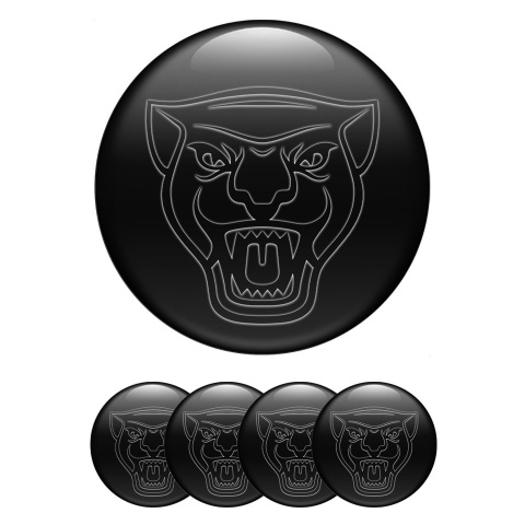 Jaguar Stickers for Wheels Center Caps Black Background Dark Outline