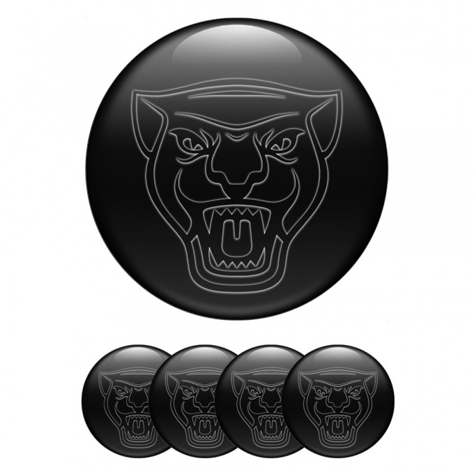 Jaguar Stickers for Wheels Center Caps Black Background Dark Outline