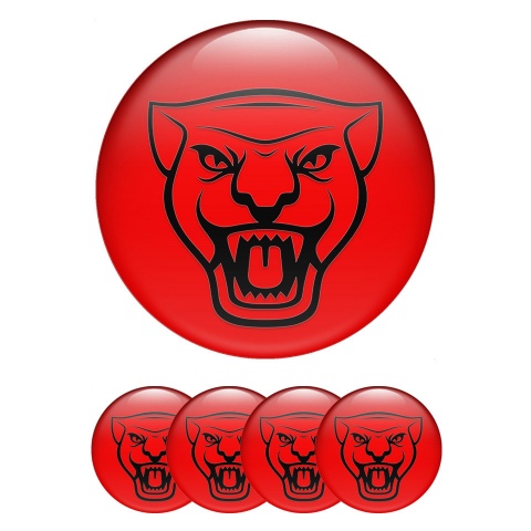 Jaguar Center Wheel Caps Stickers Red Fill Black Outline