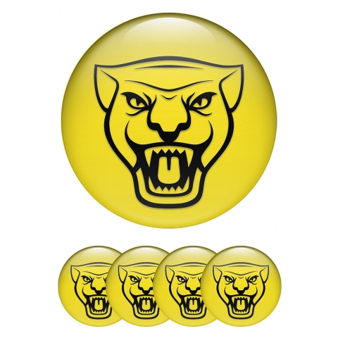 Jaguar Emblems for Center Wheel Caps Yellow Fill Black Outline Logo