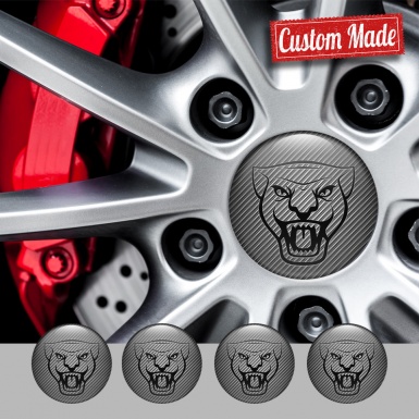 Jaguar Center Caps Wheel Emblem Light Carbon Black Outline Edition