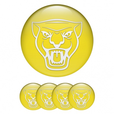 Jaguar Emblem for Wheel Center Caps Yellow Fill White Logo Design