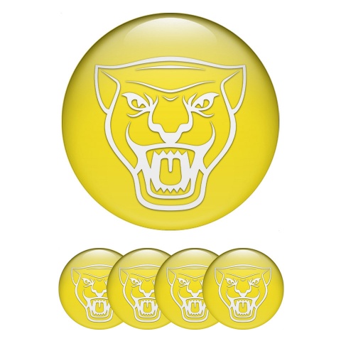 Jaguar Emblem for Wheel Center Caps Yellow Fill White Logo Design