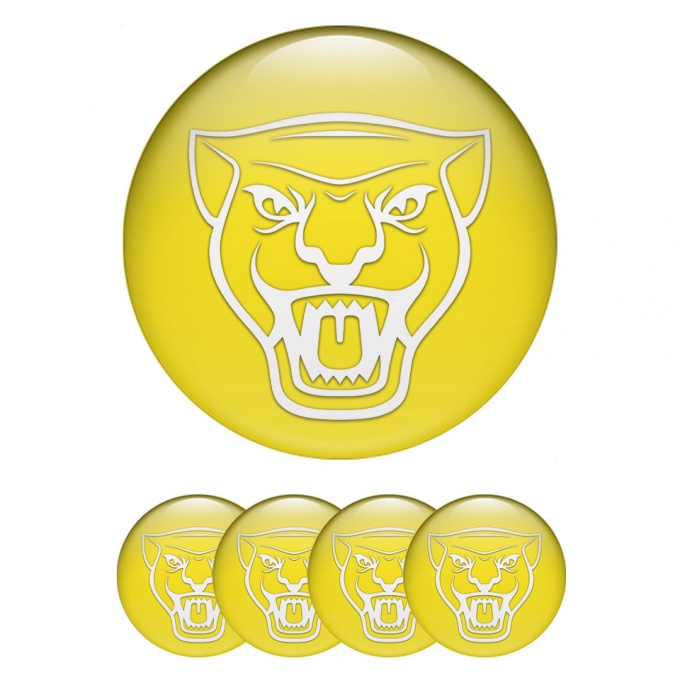 Jaguar Emblem for Wheel Center Caps Yellow Fill White Logo Design