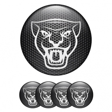 Jaguar Wheel Stickers for Center Caps Dark Grate Base White Vector Logo