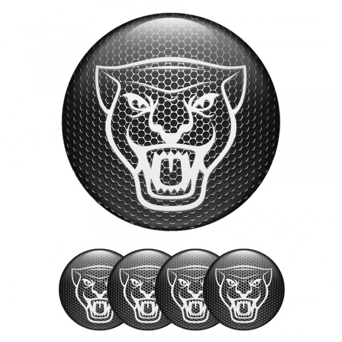 Jaguar Wheel Stickers for Center Caps Dark Grate Base White Vector Logo