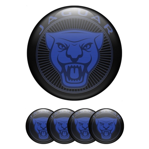 Jaguar Center Caps Wheel Emblem Black Fill Blue Heavy Logo