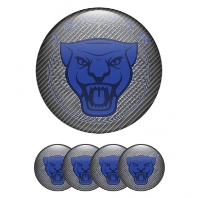 Jaguar Emblem for Wheel Center Caps Light Carbon Base Blue Logo